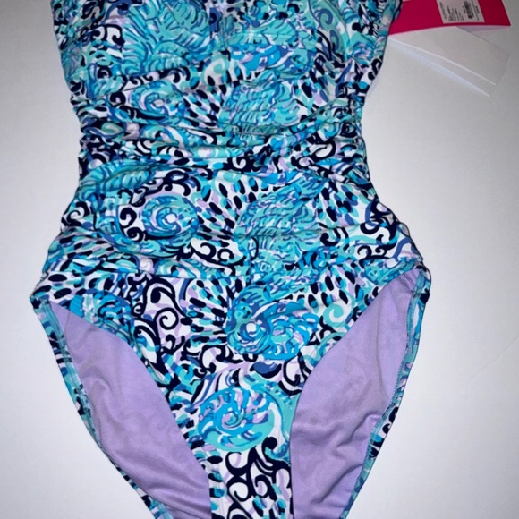 Lilly Pulitzer NWT Flamenco One Piece Swimsuit Light Aqua Spritz Size 0 - Picture 12 of 16